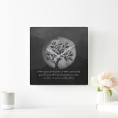 Yoga Meditation Instructor Black White Tree Quote Vierkante Klok (Huis)