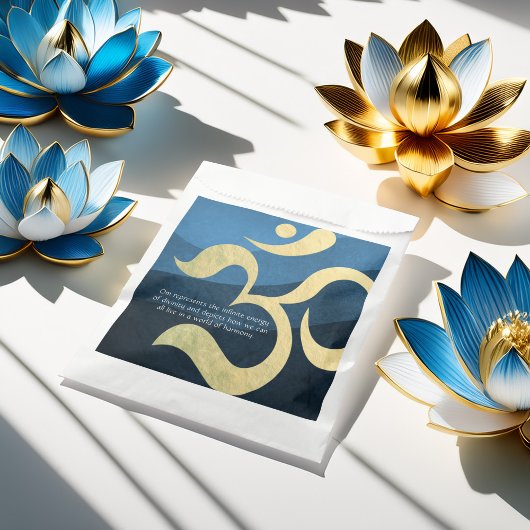 Yoga Meditation Instructor Blue and Gold OM-symboo Bedankzakje