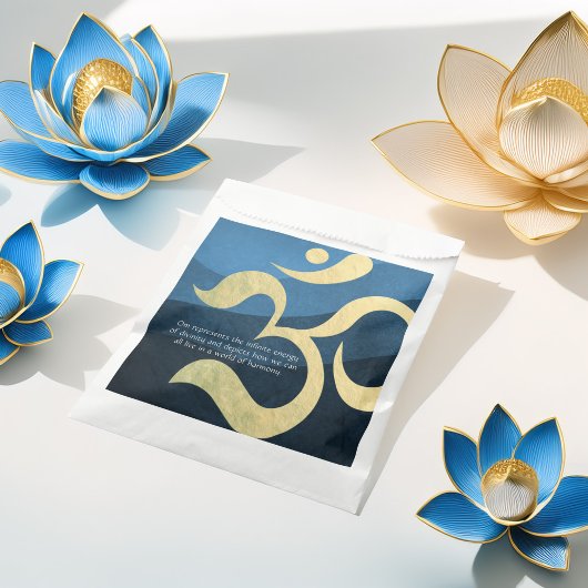 Yoga Meditation Instructor Blue and Gold OM-symboo Bedankzakje