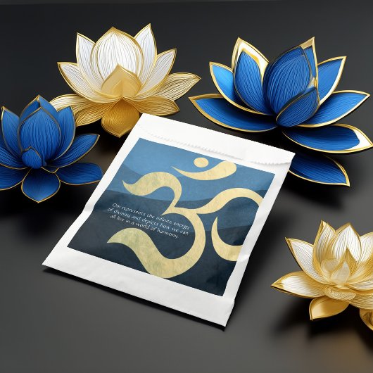 Yoga Meditation Instructor Blue and Gold OM-symboo Bedankzakje