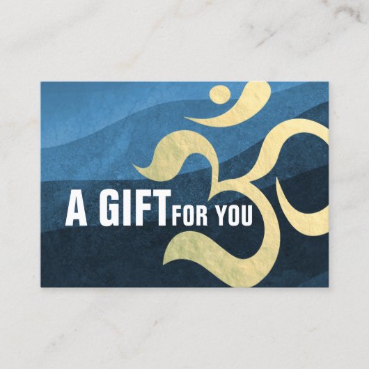 Yoga Meditation Instructor Blue and Gold OM-symboo Kortingskaartje (Voorkant)