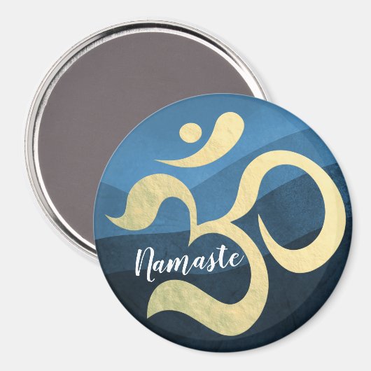 Yoga Meditation Instructor Blue and Gold OM-symboo Magneet (Voorkant / Achterkant)