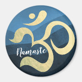Yoga Meditation Instructor Blue and Gold OM-symboo Magneet (Voorkant)
