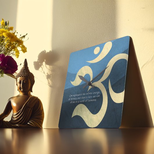 Yoga Meditation Instructor Blue and Gold OM-symboo Vierkante Klok