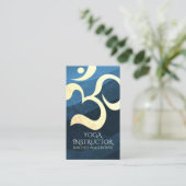 Yoga Meditation Instructor Blue and Gold OM-symboo Visitekaartje (Staand voorkant)