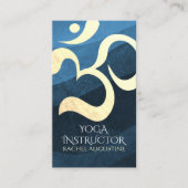 Yoga Meditation Instructor Blue and Gold OM-symboo Visitekaartje (Voorkant)