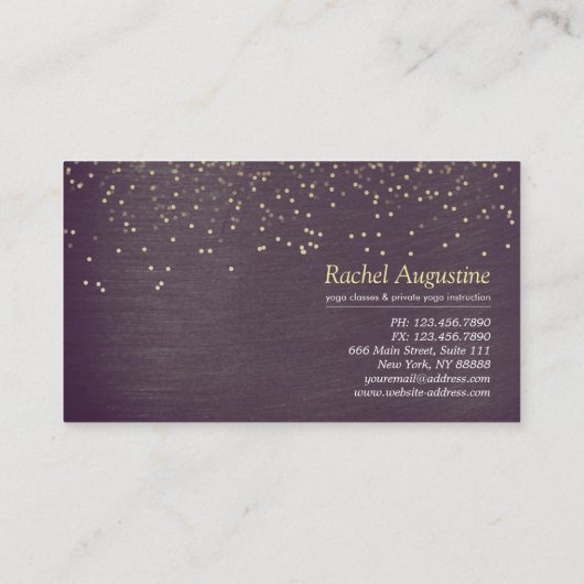 Yoga Meditation Instructor Blue Gold Bokeh Glitter Visitekaartje (Achterkant)
