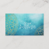 Yoga Meditation Instructor Blue Gold Foil Mandala Visitekaartje (Voorkant)
