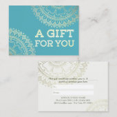 Yoga Meditation Instructor Blue Gold Mandala Gift Kortingskaartje (Voorkant / Achterkant)