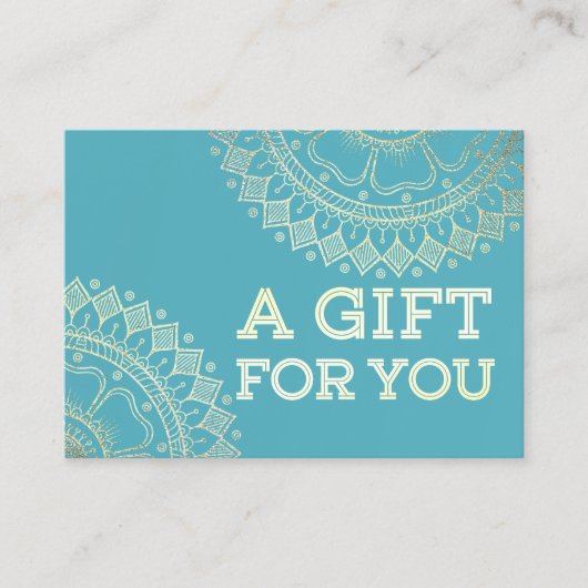 Yoga Meditation Instructor Blue Gold Mandala Gift Kortingskaartje (Voorkant)