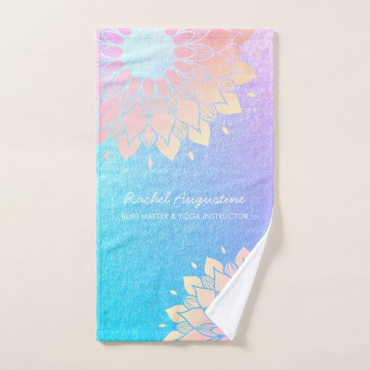 Yoga Meditation Instructor Blue Gold Mandala Quote Bad Handdoek (Handdoek)