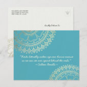 Yoga Meditation Instructor Blue Gold Mandala Quote Briefkaart (Voorkant / Achterkant)