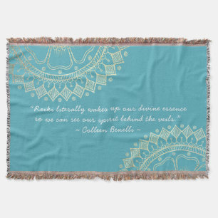 Yoga Meditation Instructor Blue Gold Mandala Quote Deken
