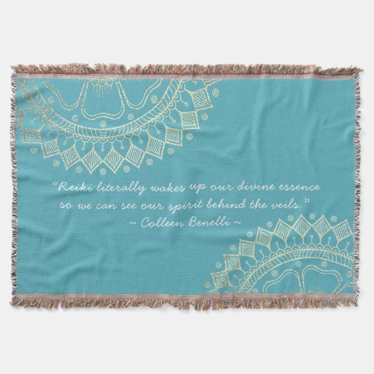 Yoga Meditation Instructor Blue Gold Mandala Quote Deken (Voorkant)