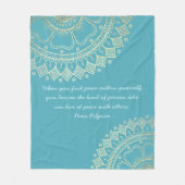 Yoga Meditation Instructor Blue Gold Mandala Quote Fleece Deken (Voorkant)
