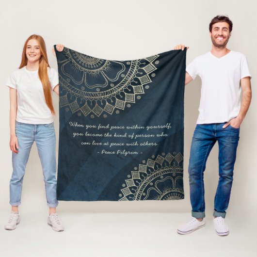 Yoga Meditation Instructor Blue Gold Mandala Quote Fleece Deken (In situ)