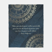 Yoga Meditation Instructor Blue Gold Mandala Quote Fleece Deken (Voorkant)