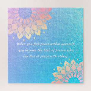 Yoga Meditation Instructor Blue Gold Mandala Quote Legpuzzel