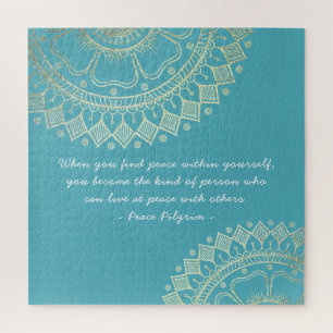 Yoga Meditation Instructor Blue Gold Mandala Quote Legpuzzel