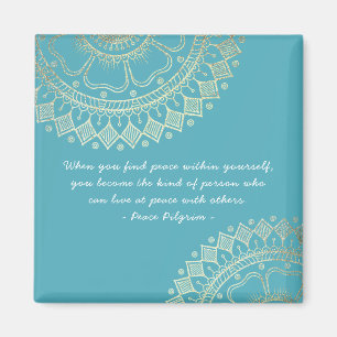 Yoga Meditation Instructor Blue Gold Mandala Quote Magneet