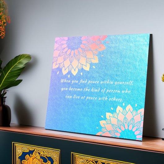 Yoga Meditation Instructor Blue Gold Mandala Quote Poster