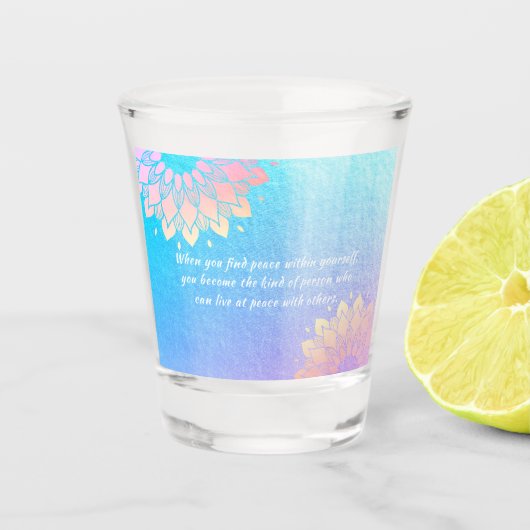 Yoga Meditation Instructor Blue Gold Mandala Quote Shot Glas (Voorkant)