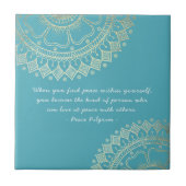 Yoga Meditation Instructor Blue Gold Mandala Quote Tegeltje (Voorkant)