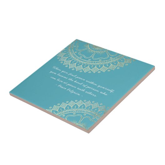 Yoga Meditation Instructor Blue Gold Mandala Quote Tegeltje (Zijkant)