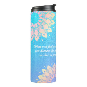 Yoga Meditation Instructor Blue Gold Mandala Quote Thermosbeker