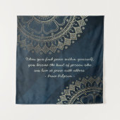 Yoga Meditation Instructor Blue Gold Mandala Quote Wandkleed (Voorkant)
