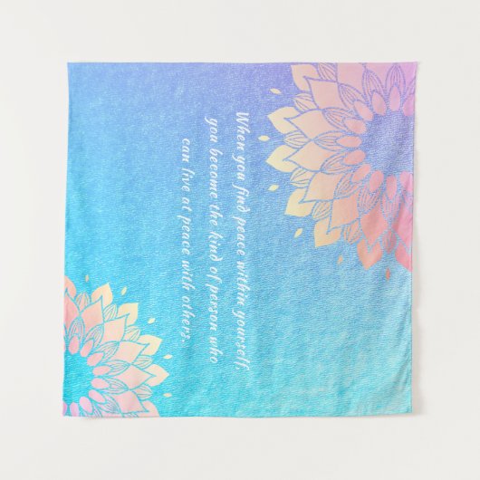 Yoga Meditation Instructor Blue Gold Mandala Quote Wandkleed (Voorkant (horizontaal))