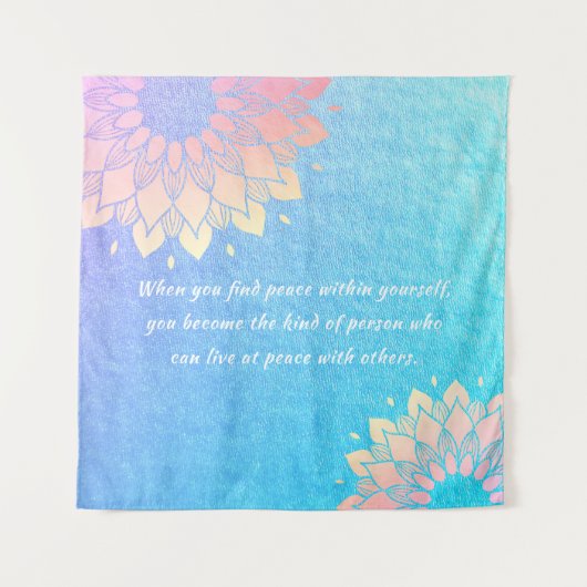 Yoga Meditation Instructor Blue Gold Mandala Quote Wandkleed (Voorkant)