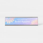 Yoga Meditation Instructor Blue Roos Gold Mandala Bureau Naambordje (Voorkant)