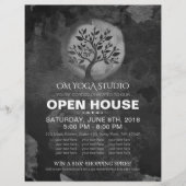 Yoga Meditation Instructor BW Tree Logo Open House Flyer (Voorkant)
