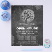 Yoga Meditation Instructor BW Tree Logo Open House Flyer (Enkel)
