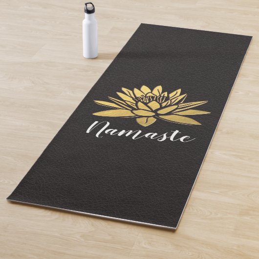 Yoga Meditation Instructor Chic Black & Gold Lotus Yogamat (In situ)