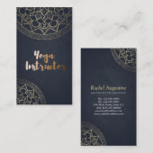 Yoga Meditation Instructor Chic Black Gold Mandala Visitekaartje (Voorkant / Achterkant)