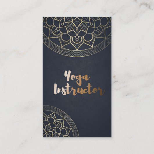Yoga Meditation Instructor Chic Black Gold Mandala Visitekaartje (Voorkant)