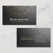 YOGA Meditation Instructor Chic Black Gold Mandala Visitekaartje (Voorkant / Achterkant)