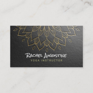 YOGA Meditation Instructor Chic Black Gold Mandala Visitekaartje