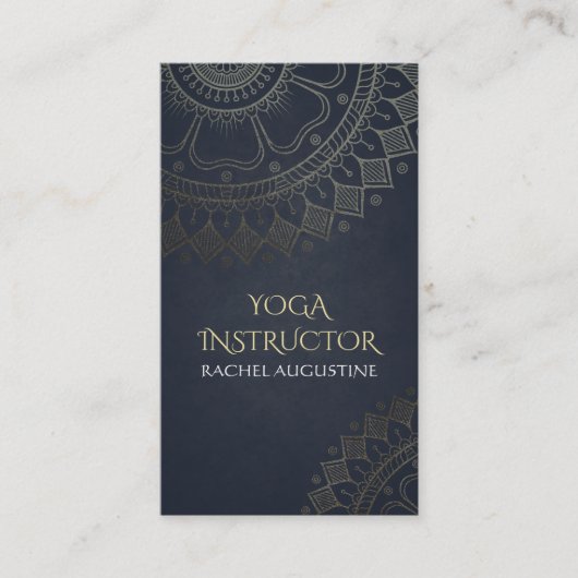 Yoga Meditation Instructor Chic Black Gold Mandala Visitekaartje (Voorkant)