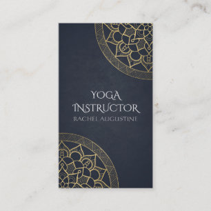 Yoga Meditation Instructor Chic Black Gold Mandala Visitekaartje