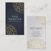 Yoga Meditation Instructor Chic Black Gold Mandala Visitekaartje (Voorkant / Achterkant)