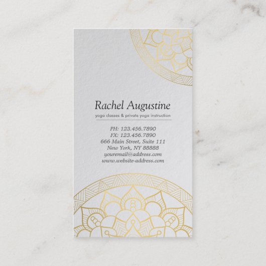 Yoga Meditation Instructor Chic Black Gold Mandala Visitekaartje (Achterkant)