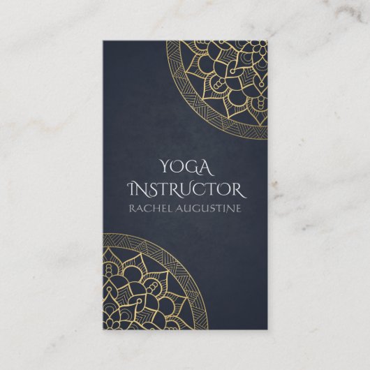 Yoga Meditation Instructor Chic Black Gold Mandala Visitekaartje (Voorkant)