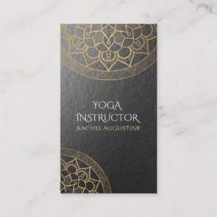 Yoga Meditation Instructor Chic Black Gold Mandala Visitekaartje