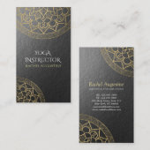 Yoga Meditation Instructor Chic Black Gold Mandala Visitekaartje (Voorkant / Achterkant)
