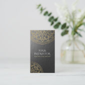 Yoga Meditation Instructor Chic Black Gold Mandala Visitekaartje (Staand voorkant)