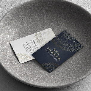 Yoga Meditation Instructor Chic Black Gold Mandala Visitekaartje