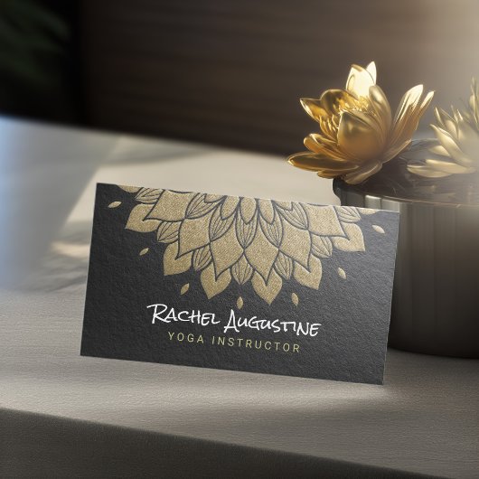 YOGA Meditation Instructor Chic Black Gold Mandala Visitekaartje